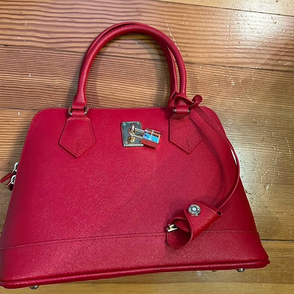 NEW Samantha Thavasa red gold tote purse hand bag